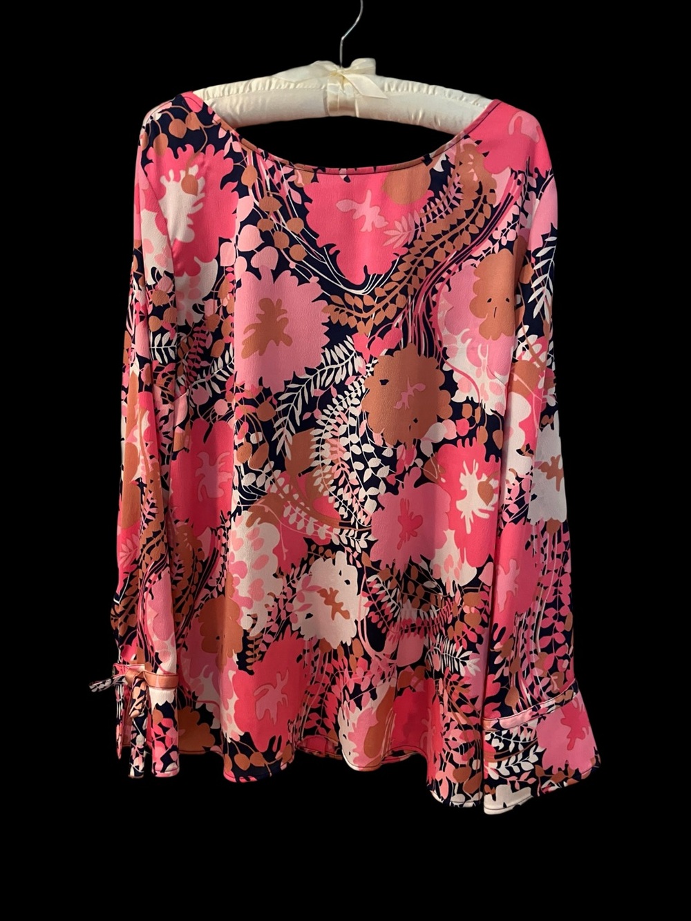 Talbots Pink Floral Print Long-Sleeve Blouse